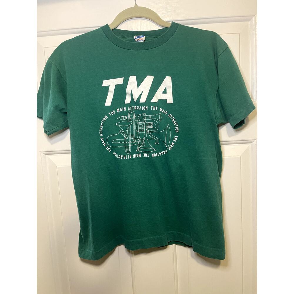 Green Champion Single-Stitch Vintage Tee "The Main Attraction" Size L